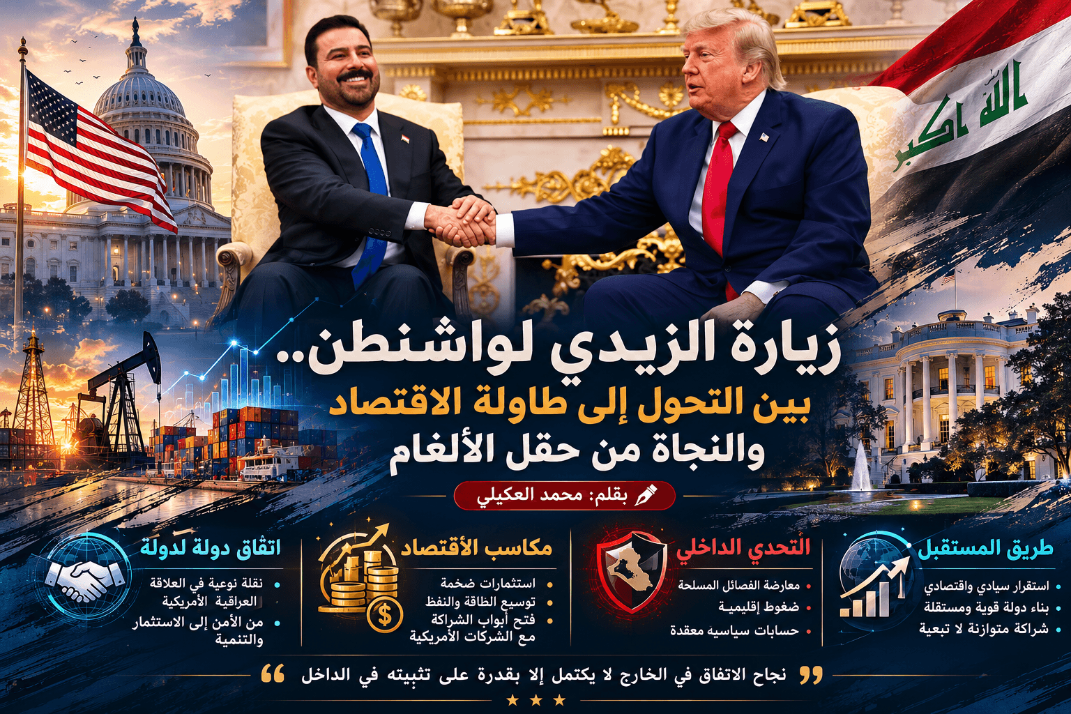 زيارة الزيدي لواشنطن.. بين التحول الى طاولة الاقتصاد والنجاة من حقل الألغام